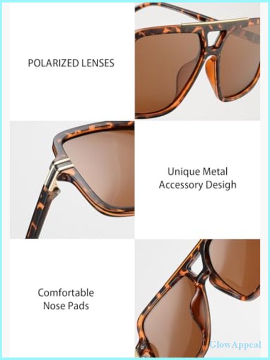 Retro Oversized Polarized Square Sunglasses Trendy Big Rectangle Sun Glasses main image 5